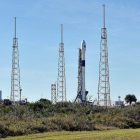 The SpaceX Falcon 9 rocket  scheduled to launch a U S  Air Force navigation satellite  sits on Launch Complex 40 after the launch was postponed after an abort procedure was triggered by the onboard flight computer  at Cape Canaveral-REUTERS