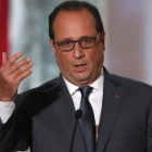 El presidente Hollande, durante su rueda de prensa en el Elíseo.-