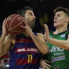 El nuevo talento de la Penya, Dimitrijevic junto a Navarro en partido de LIga-