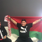 Maradona, con una bandera bielorrusa-TWITTER