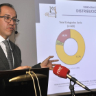 El doctor Dayro Gutiérrez presentó ayer en el Colegio de Médicos el estudio Demografía Médica de la Provincia de Soria.-Valentín Guisande