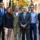 De izquierda a derecha: Joan Olle, Carles Casanovas, Blanca Sorigué, Lluís Marsà, Pere Navarro, Ferran Font, Jordi Soldevila y Juan Velayos.-EL PERIÓDICO