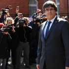 Carles Puigdemont, a su salida del centro de detención de Neumuenster, el pasado 6 de abril.-AFP