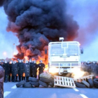 Protesta contra la reforma laboral en Douchy-les-Mines, al norte de Francia. El Gobierno se plantea prohibir las manifestaciones por la seguridad de la Eurocopa-AFP / FRANCOIS LO PRESTI