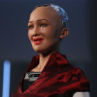 La robot humanoide Sophia, de la empresa Hanson Robotics, durante la quinta HR Conference de Barcelona.-ELISENDA PONS