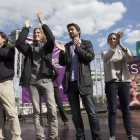 El secretario general de Podemos, Pablo Iglesias, participa en un acto electoral de Podemos junto a Pablo Fernandez, Irene Montero y María José Rodríguez Tobal-Ical