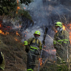Miembros de un operativo durante un incendio en San Martín de la Falamosa (León) en 2015.-ICAL