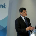 El presidente de la Sareb, Jaime Echegoyen, durante una rueda de prensa ofrecida en Madrid.-JOSÉ LUIS ROCA