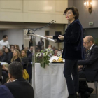 La vicepresidenta, Soraya Sáenz de Santamaría, en un un desayuno informativo en València.-/ MIGUEL LORENZO