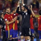 La selección española de fútbol.-