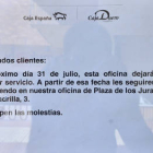 La última oficina que cerró el Banco Ceiss en Soria. / A. M. -