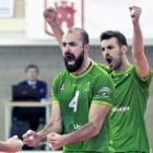 Sánchez, del Unicaja Almería, celebra un tanto durante el partido de ayer ante Palma.-MARIO TEJEDOR