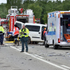 El accidente mortal de tráfico se produjo al producirse un choque frontal en la N-234 entre una furgoneta y un camión. / ÁLVARO MARTÍNEZ-