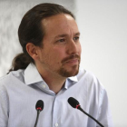 Pablo Iglesias, durante una rueda de prensa en Madrid.-DAVID CASTRO