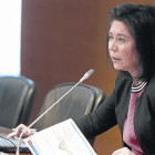 La secretaria general del Tesoro, Rosa María Sánchez-Yebra presnetando los planes del organismo público.-EFE / PACO CAMPOS