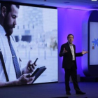 Gonzalo Gortázar, consejero delegado de CaixaBank, en la presentación de imaginBank.-ALBERT BERTRAN