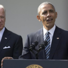 Obama y Biden durante una comparecencia en la Casa Blanca.-/ EFE / MICHAEL REYNOLDS