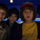 De izquierda a derecha, Will (Noah Schnapp), Mike (Finn Wolfhard), Dustin (Gatten Matarazzo) y Lucas (Caleb McLaughlin).-/ NETFLIX
