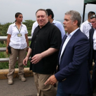 El secretario de Estado de EE UU, Mike Pompeo y el presidente de Colombia, Ivan Duque en la frontera entre Colombia y Venezuela.-EFE