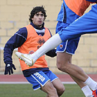Víctor Andrés en un entrenamiento con el Numancia. / V. Guisande-