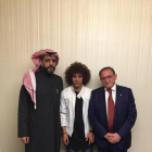 Un responsable de la Federación Saudí, Ali Al Nemer y el presidente del Numancia Francisco Rubio.-Twitter C.D. Numancia