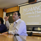 Alfredo Jimeno, Rubén García y Alberto Santamaría durante la presentación del proyecto. / ÁLVARO MARTÍNEZ-