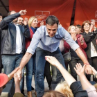 El candidato del PSOE a las primarias, Pedro Sánchez, en un acto en Sabadell-FERRAN SENDRA