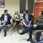Postigo, Tudanca, López, Martínez, Lozano y Pérez Serrudo, ayer, en la sede de CCOO durante la reunión.-ÁLVARO MARTÍNEZ