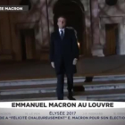 La llegada de Emmanuel Macron al Louvre.-