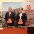 El delegado episcopal de Cáritas, Javier Ramírez y el director de Cáritas en Soria, Alberto Martín, ayer. VRA