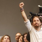 Pablo Iglesias, tras su proclamación como líder de Podemos.-Foto: AGUSTÍN CATALÁN