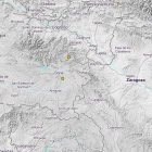Ubicación de los terremotos en Alconaba y San Pedro Manrique en el mapa del Instituto Geográfico Nacional. HDS