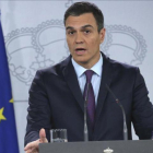 El presidente del Gobierno, Pedro Sánchez, en la Moncloa.-DAVID CASTRO