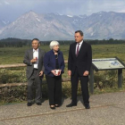 Janet Yellen (Reserva Federal), Mario Draghi (BCE) y Haruhiko Kuroda (Banco de Japón), en el reciente encuentro de Jackson Hole.-AP / MARTIN CRUTSINGER