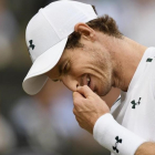 Murray se desespera durante el partido contra Querrey en Wimbledon.-EFE / FACUNDO ARRIZABALAGA
