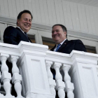 El secretario de Estado Mike Pompeo junto al presidente panameño Juan Carlos Varela.-AFP POOL