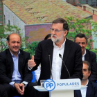 El presidente del Gobierno, Mariano Rajoy, durante la clausura del acto con candidatos municipales del PP de la provincia de Cadiz, en Jerez de la Frontera.-CARRASCO RAGEL