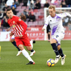 Dani Nieto estrelló un disparo en el larguero de la portería del Almería.-AREA 11