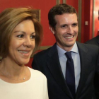 Cospedal, Casado y Súarez Illana, durante un desayuno informativo el pasado mes de julio.-ZIPI (EFE)