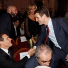 El líder del PP, Pablo Casado, saludando en un acto reciente en Madrid a su homólogo en Ciudadanos, Albert Rivera.-EFE