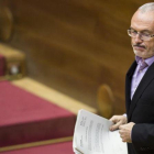 El líder de Podem en Valencia y portavoz del grupo morado en las Corts, Antonio Montiel, en una imagen de archivo, en la Cámara valenciana.-MIGUEL LORENZO