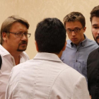 Xavier Domènech, Íñigo Errejón, Alberto Garzón y Gabriel Rufián, en el Congreso.-AGUSTÍN CATALÁN