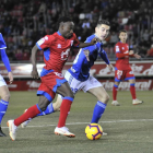 Yeboah, uno de los jugadores más destacados del Numancia ayer, en el momento de marcar el momentáneo empate a uno.-Valentín Guisande