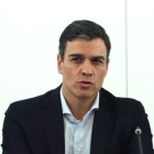 El líder del PSOE, Pedro Sánchez, el viernes en la sede del partido.-DAVID CASTRO