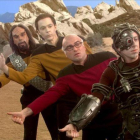 De izquierda a derecha, Kunal Nayyar, Jim Parsons, Johnny Galecki y Simon Helberg, protagonistas de 'Big Bang Theory', en una escena de la serie.-WARNER BROS