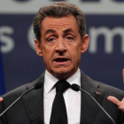 Sarkozy interviene en un mitin del movimiento Sens Commun, este sábado.-Foto:  AP / THIBAULT CAMUS
