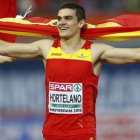 Bruno Hortelano, tras conquistar la medalla de oro en los Europeos de Amsterdam.-MATTHIAS SCHRADER