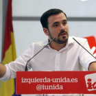 El líder de IU, Alberto Garzón, durante su intervención hoy en la Asamblea Político y Social de la formación.-EFE
