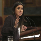 La portavoz de Unidos Podemos en el Congreso, Irene Montero, en febrero.-DAVID CASTRO