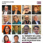 Cartel de Arran contra concejales de Lleida de PSC, Ciutadans y PPC.-EL PERIÓDICO